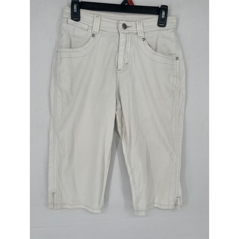 Lee Riveted Womens Capri Pants Off White Denim Cropped Jeans Size 27 Waist
